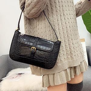 Sports Trend Bag Tas Herfst Krokodil Cross Body Tas Niche Oksel Baguette Schoudertas met Echt Leer bruin