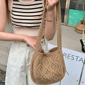 Sports Trend Bag All-in-one gebreide handtas crossbody tas dames schoudertas gebreide tas geweven boodschappentas abrikoos