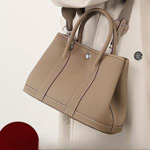 Sports Trend Bag Premium Layer Koeienhuid Dames Tuintas Commuter Grote Capaciteit Dames Echte Leren Tote Bag bruin/goud