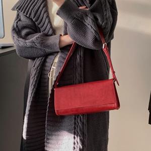 Sports Trend Bag Niche Echt Lederen Driehoek Baguette Tas Koeienhuid Schoudertas Dames Okseltas met Vintage Crossbody Tas One Size zwart