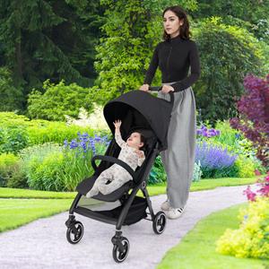 Costway Lichtgewicht Kinderwagen Opvouwbare Kinderwagen voor Pasgeborenen met Verstelbare Rugleuning Kap 5-Puntsgordel Opbergmand