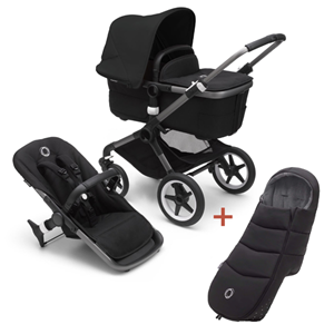 Bugaboo Fox3 complete kinderwagen Graphite Midnight Black nu met voetenzak