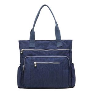 Wonder Pocket Nieuwste casual dames effen kleur multi-pocket handtas met ritssluiting Nylon schouderopbergtas donkerblauwe kleur