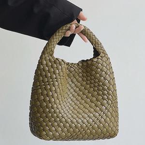 VantaGoods Retro Maillard-stijl geweven emmerhandtas - eenvoudig ontwerp met één schouder onder de oksel
