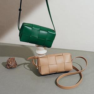 VantaGoods Koreaanse stijl Echt leren dames geruite geweven vierkante messenger bag, 2023 High-End One-Shoulder Design
