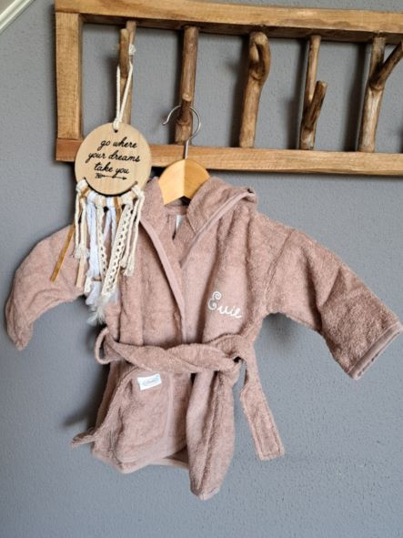 Geboortexpress.nl Badjas met naam 'pinkstone' diverse maten