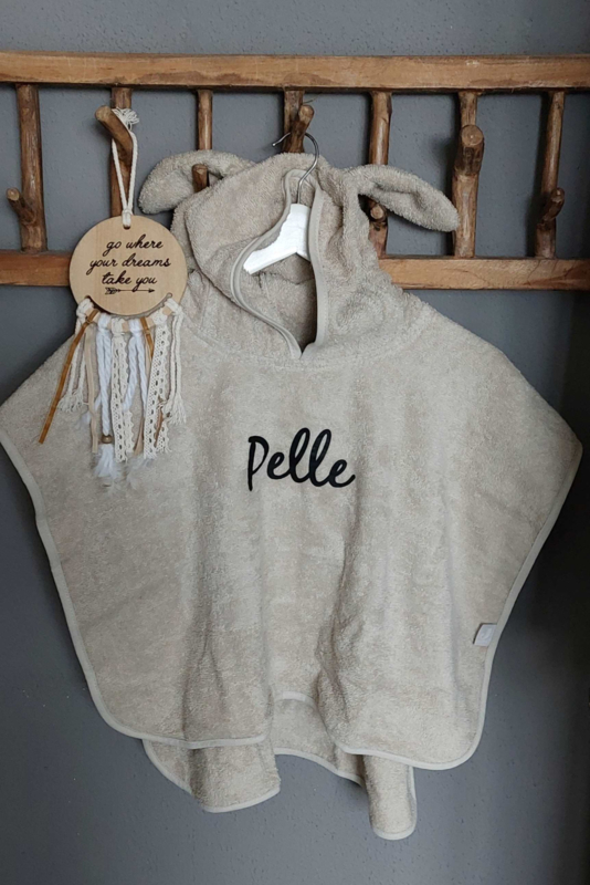 Geboortexpress.nl ''Jollein'' badstof badponcho - nougat (met naam)