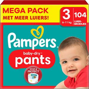 Pampers Baby Dry Luiersbroekjes Maat 3 (6-11 kg) 104 stuks