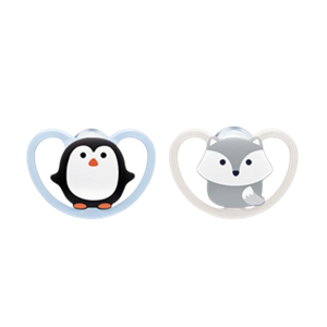 NUK Space Fopspeen 0-6 maanden 2-Pack - Pinguïn & Wolf