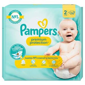 Pampers Premium Protection Maat 2, x26 Luiers, 4kg - 8kg