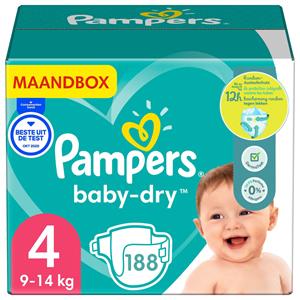 Pampers  Baby Dry - Maat 4 - Maandbox - 188 luiers - 9/14 KG