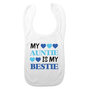 Bellatio Decorations Baby slabbetje - blauw - auntie is my bestie - kraam cadeau - slab/morsdoek - tante -