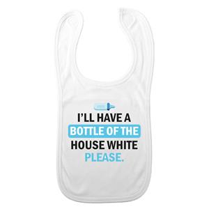 Bellatio Decorations Baby slabbetje - blauw - bottle of the house white - kraam cadeau - slab/morsdoek -