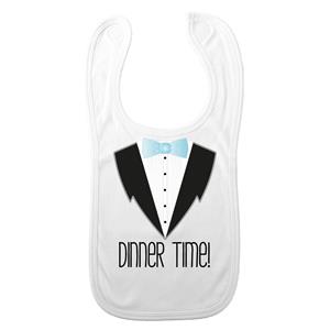 Bellatio Decorations Baby slabbetje - blauw - dinner time - kraam cadeau - slab/morsdoek -