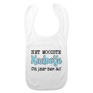 Bellatio Decorations Baby slabbetje - blauw - het mooiste kadootje ben ik - kraam cadeau - slab/morsdoek -