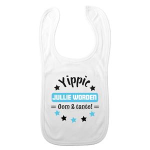 Bellatio Decorations Baby slabbetje - blauw - oom en tante - kraam cadeau - slab/morsdoek - zwangerschap -