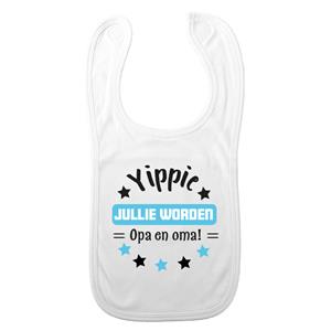Bellatio Decorations Baby slabbetje - blauw - opa en oma - kraam cadeau - slab/morsdoek - zwangerschap -