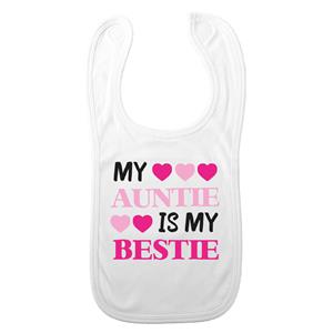 Bellatio Decorations Baby slabbetje - roze - auntie is my bestie - kraam cadeau - slab/morsdoek - tante -