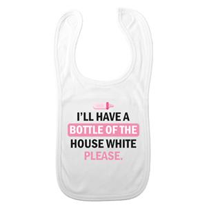 Bellatio Decorations Baby slabbetje - roze - bottle of the house white - kraam cadeau - slab/morsdoek -