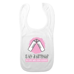 Bellatio Decorations Baby slabbetje - roze - flesje - kraam cadeau - slab/morsdoek -