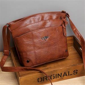 Warm clothes family mode Vintage zachte leren koerierstas, retro schoudertas met meerdere zakken, mode dames crossbody tassen en portemonnee 28x22x10cm zwart
