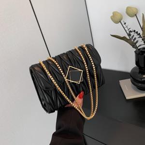 Best Shoe Boutique Eenvoudige casual ruit damestas kleine vierkante tas 2024 nieuwe schoudertas crossbody tas kleine tas damesmode kettingtas zwart