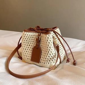 Best Shoe Boutique Vakantie mijmering emmer tas dames zomer casual mode geweven tas schouder tas