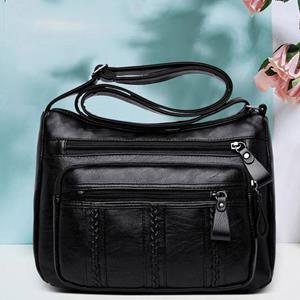 Winnerer Saturn Damesmode Effen Kleur Messenger Bag Casual Handtas Wilde Schoudertas zwart