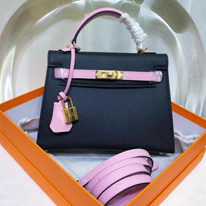 Purple Rose Nieuwe Palm Patroon Hoofdlaag Leer EP Leer Contrasterende Kleur Geblokte Handheld Enkele Schouder Crossbody Tas Dames Tas 19x8x15cm zwart