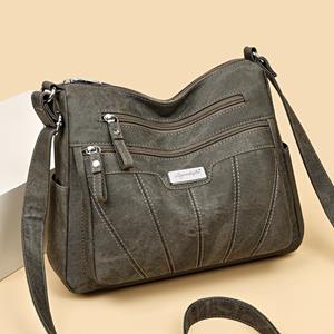 The Bags Family Bags Middle-Aged And Elderly Mother Bags Washed Soft Leather Large-Capacity Shoulder Bags Crossbody Bags Women'S Bags Travel bruin