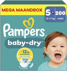 Pampers  Baby Dry - Maat 5+ - Mega Maandbox - 200 Stuks - 12-17 kg