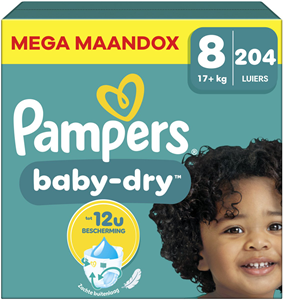 Pampers  Baby Dry - Maat 8 - Mega Maandbox - 204 Stuks - 17+ KG