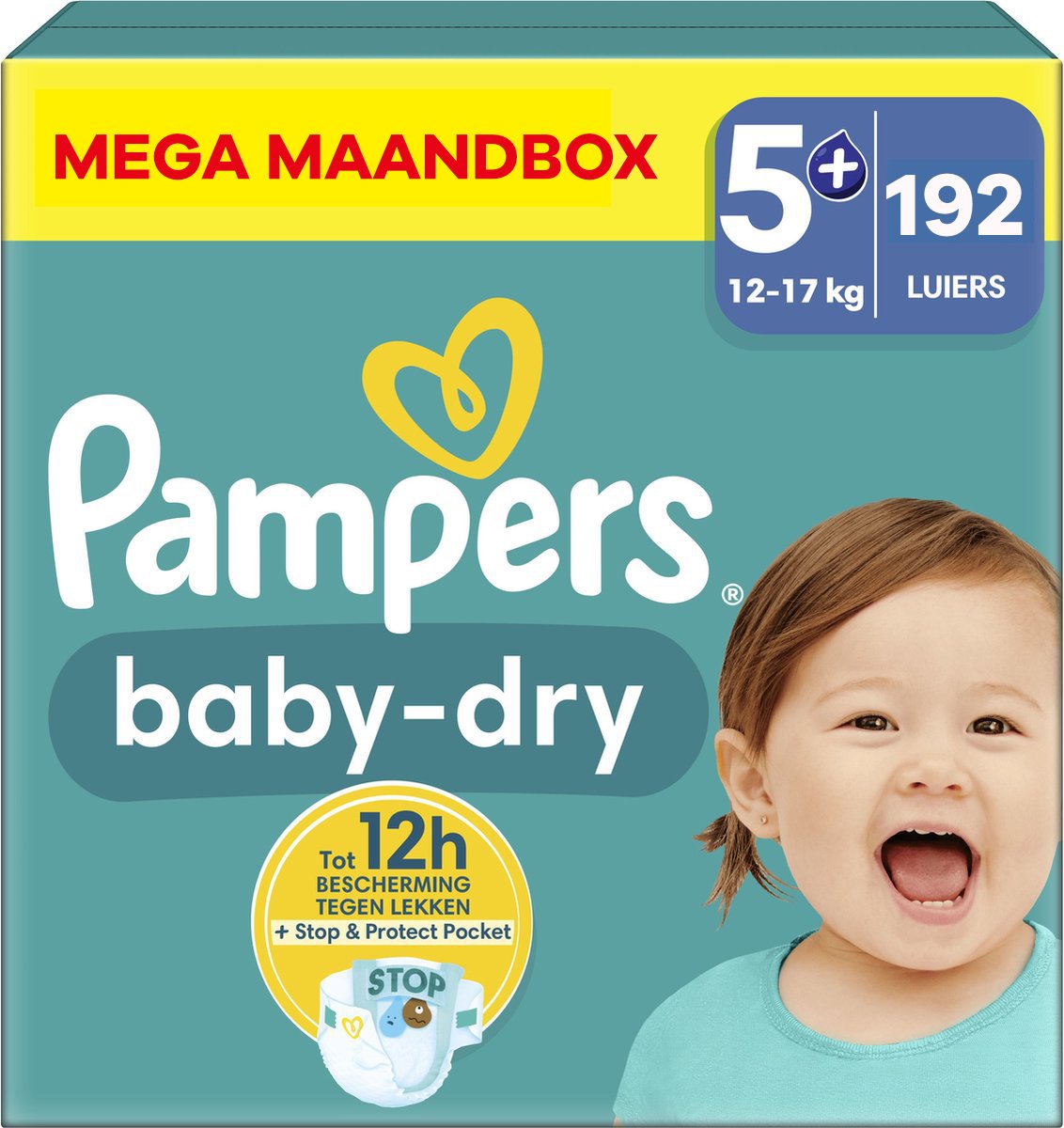 Pampers  Baby Dry - Maat 5+ - Mega Maandbox - 192 stuks - 12/17 KG