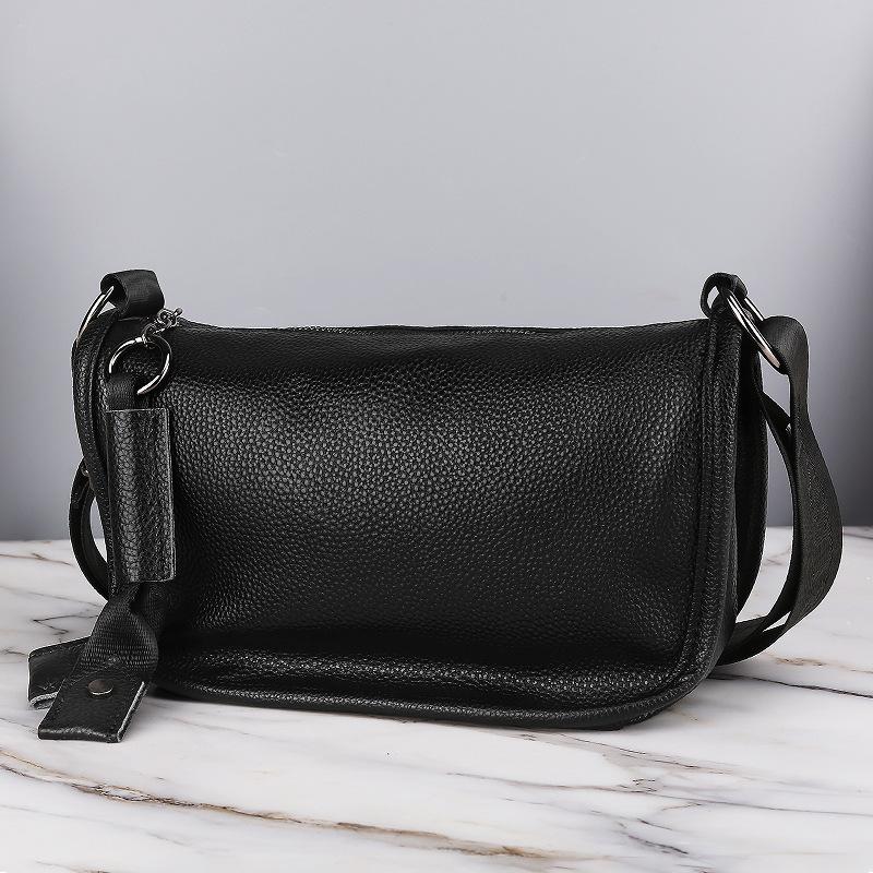 Sports Trend Bag Echte leren tas Dames zachte leren crossbody tas Grote capaciteit Mode alles-in-één tas voor dames van middelbare leeftijd Enkele schoudertas Moedertas zwart