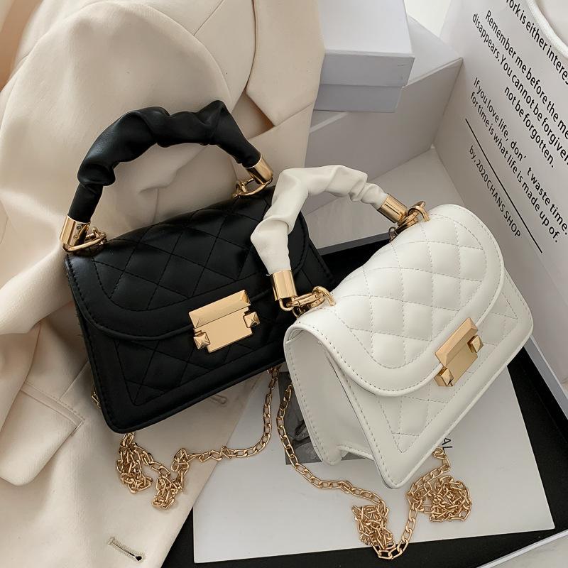 The Bags Family Damestas Populaire damestas Klassieke mode Internet beroemdheid Draagbare kleine vierkante tas Ketting messenger bag wit