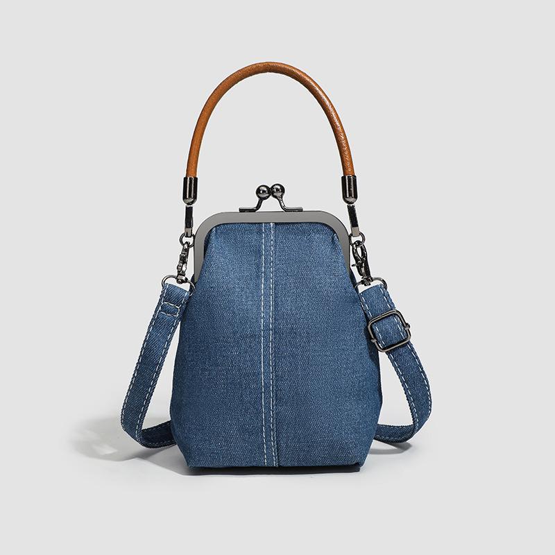 VIA ROMA Cliptas Denim tas Mobiele telefoon tas Crossbody tas Artistieke handtas Alle handgemaakte damestas