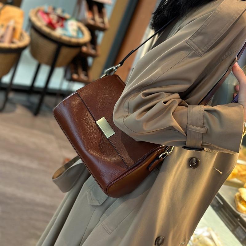 Sports Trend Bag Toplaag koeienhuid vintage damestas onderarm damesmode crossbody tas hoogwaardige textuur echt leren schoudertas