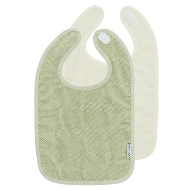 Meyco Baby popcorn slabbetje - set van 2 - Naturel/Zacht Olive