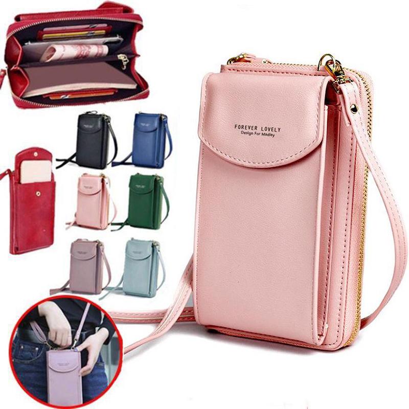 Yogodlns Kleine PU-leer damesschoudertas Mini-handtas Telefoontasje Muntgeldzak 19*9.5*4.2cm donkerroze kleur