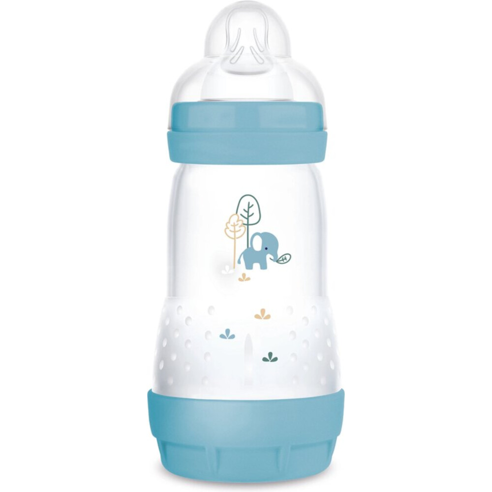 MAM Babyfles Feel Good Glas Matt Blauw 0+ mnd 260 ml