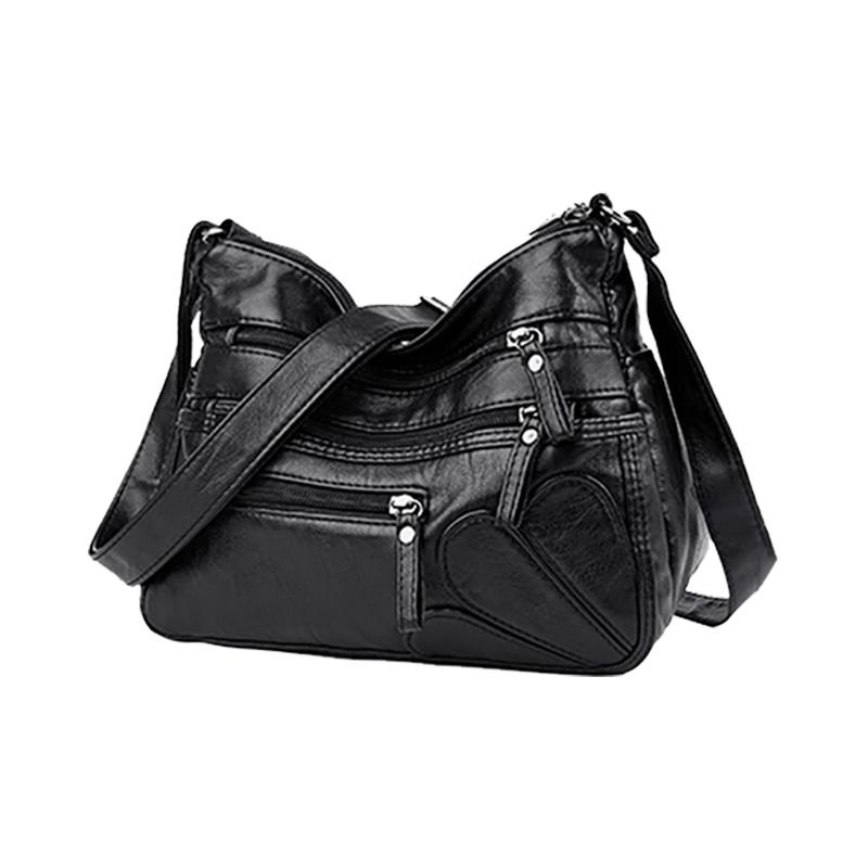 Yogodlns Vintage schoudertas Dames PU lederen Crossbody Multifunctionele Messenger Bag Grote capaciteit Shopping Mama Handtassen 25*11*20cm zwart