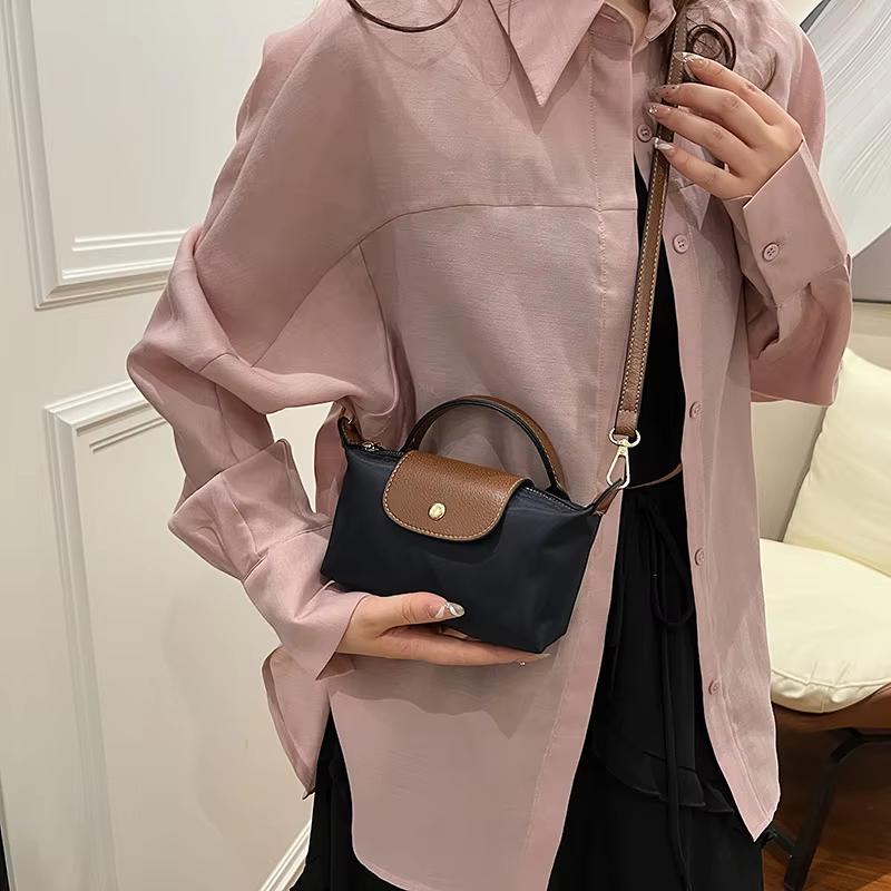 SZwatch 2025 Mini Dumpling Handtas voor Vrouwen Nylon Stof Modieuze Schouder Crossbody Mobiele Telefoon Tas voor Dames zwart