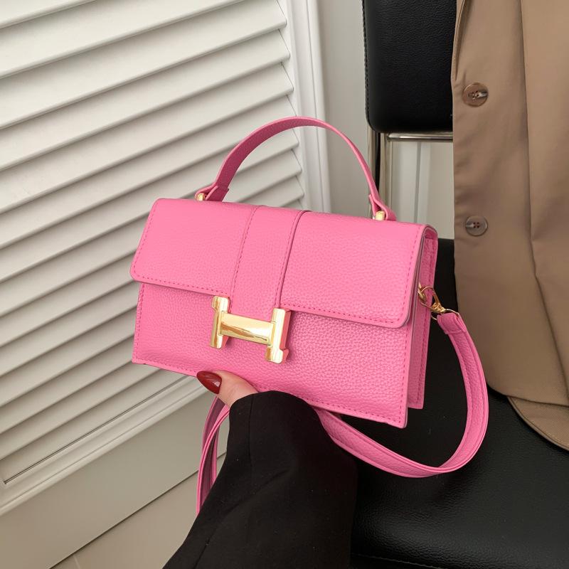 Sexy ladies trend market Draagbare kleine vierkante tas met lychee-patroon dames 2024 nieuwe mode schoudertas textuur veelzijdige messenger bag groen