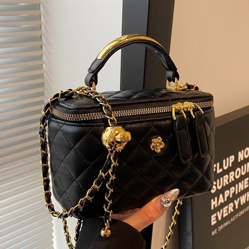 The Bags Family Handgedragen Retro Mode Box Tas, Kleine Geurige Wind Ruit Kleine Vierkante Tas, High-End Enkele Schouder Dames Tas 18*9*11