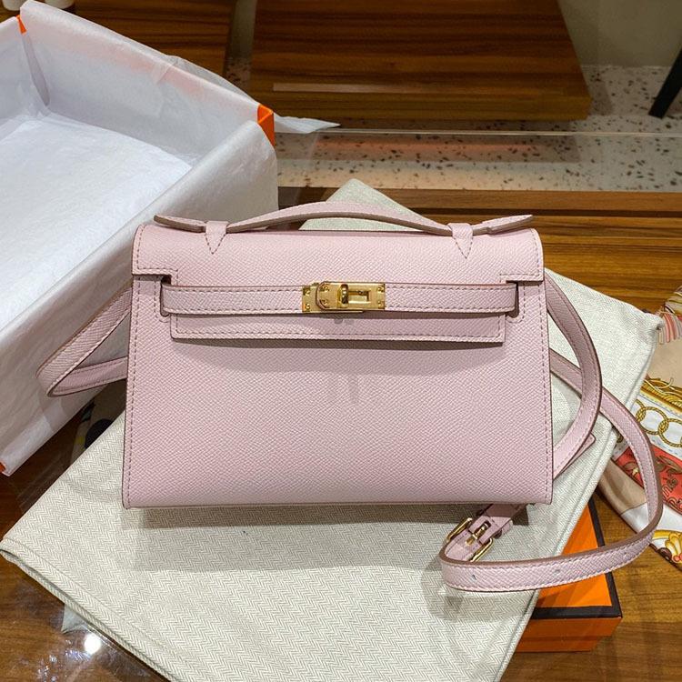 Purple Rose Hoge Kwaliteit Palmprint Eerste Generatie Handgedragen Schouder Crossbody Tas Street Patting Textuur Modieuze Kleine Vierkante Tas Pendeltas 22 x 13 x 7cm+with gift box goudbruine kleur
