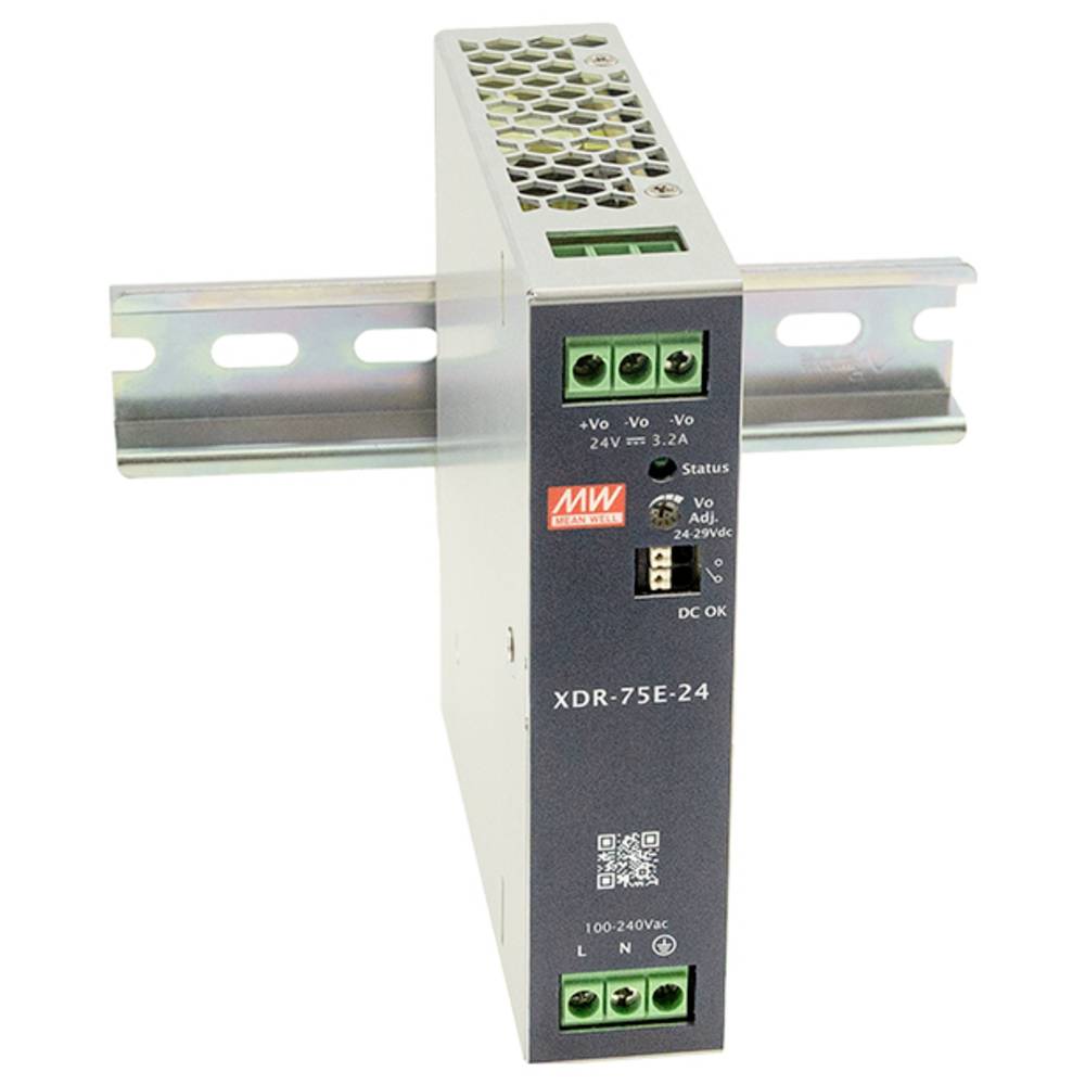 MW Mean Well XDR-75E-12 DIN-rail netvoeding 12 V 6.3 A 75.6 W Inhoud 1 stuk(s)