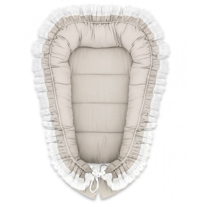 Babybam Babynestje Ruches Beige met Broderie Royal