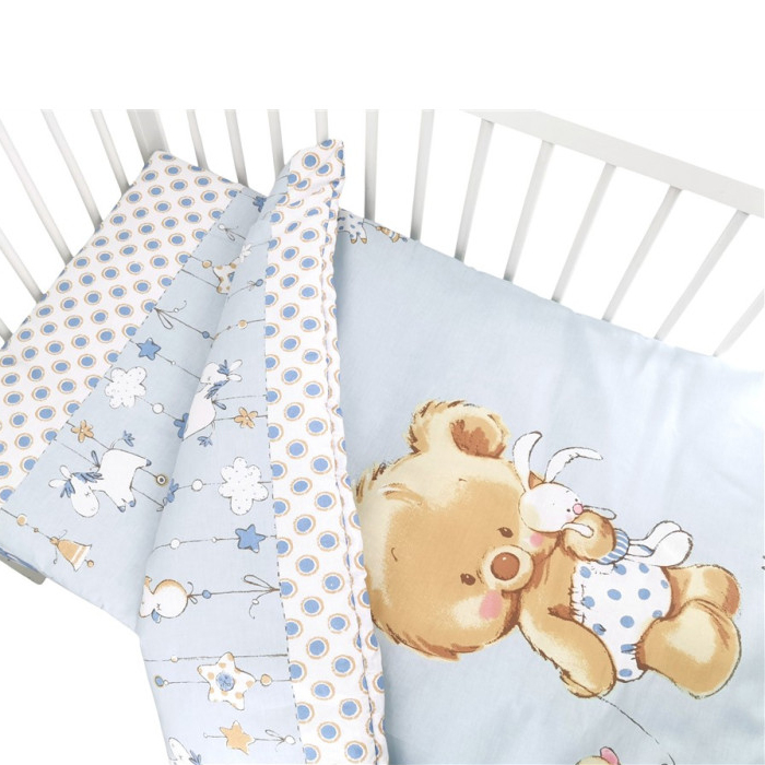 SlaapTextiel Kinder Dekbedovertrek Knuffelbeer Blauw – Ledikant & Junior-Ledikant (100 x 135 cm)