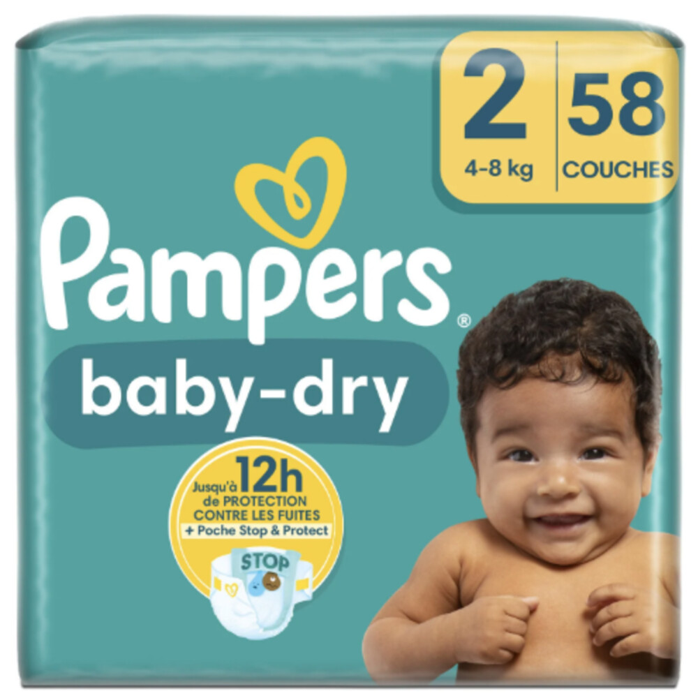 Pampers 2x  Baby Dry Luiers Maat 2 (4-8 kg) 58 stuks