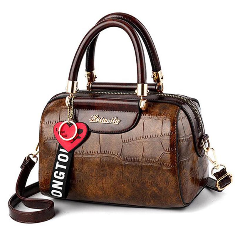 NK39UR PU leren crossbody tassen voor dames schoudertas met hart hanger tas 24*14*15cm zwart